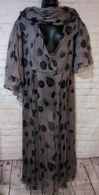 Lilith Rizoti Silk Sheer Purple Berry Maxi Dress With Scarf Lagenlook Gauzy